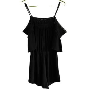 3/$15 Women's Black Romantic off the Shoulder Lace top Romper
